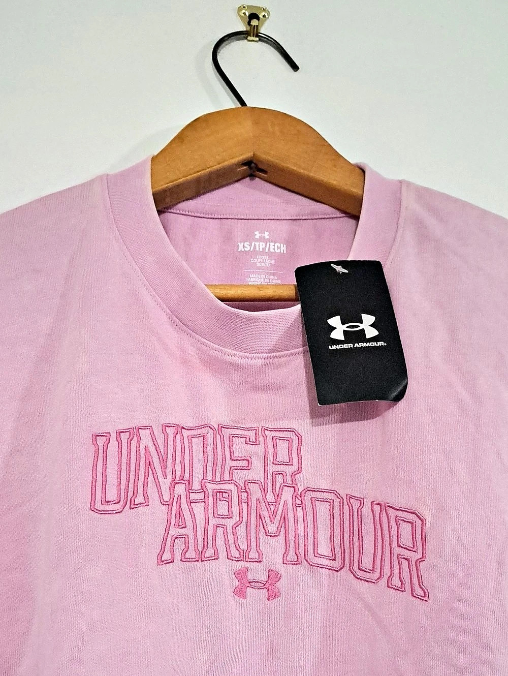 Under Armour UA Wash Graphic Crop Heavyweight Short Sleeve Pink XS
